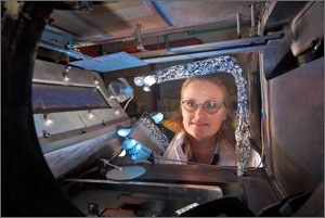 NREL Principal Investigator Cheryl Kennedy first helped develop reflective coatings for concentrated solar power with 3M when she joined the Laboratory in the 1980s.  Credit: Pat Corkery