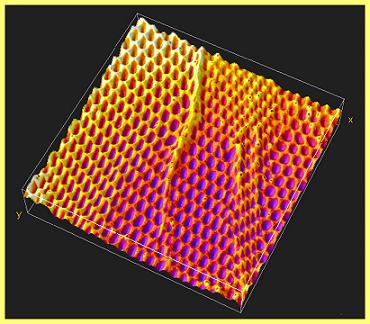 This 3D surface rendering demonstrates the same ripples and folds at the nano level as would be found in macroscale fishing nets. Image courtesty of Adam Feinberg/Harvard University.