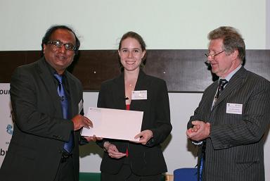 Pic left to right is: Venture Prize winners Professor Mohan Edirisinghe and Dr Eleanor Stride receiving award from Mr David Chapman from Armourers and Brasiers Company