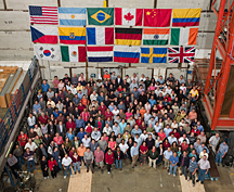 Some of the 500 scientists from 19 countries who are members of the DZero collaboration. (Click image for larger display) 
