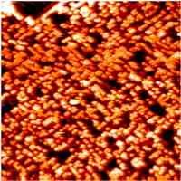 A new scanning tunneling microscopy and low energy electron diffraction technique developed at Oak Ridge National Laboratory captured this 50 nm x 50 nm image of an oxide surface. Each bright dot is a single atom of material.