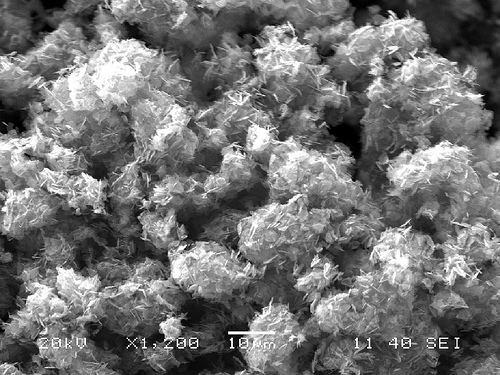 Made with a one-step method, these flakes of lithium manganese phosphate can serve as electrodes for batteries.