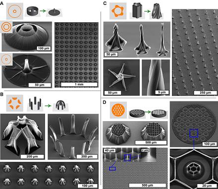 By using unique two-dimensional templates, researchers at the University of Michigan could 
coax carbon nanotubes to grow in intricate, curving three-dimensional structures. Credit: A. John Hart 