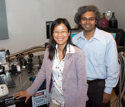 Engineering professors Bo Tan (left) and Krishnan Venkatakrishnan share a lab and a focus on nanostructures, an emerging field of study.