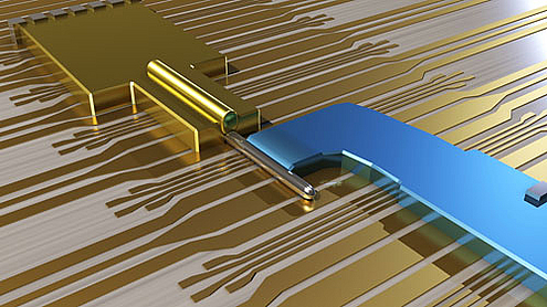 The device is made of an Indium Antemonide nanowire, covered with a Gold contact and partially covered with a Superconducting Niobium contact. The Majorana fermions are created at the end of the Nanowire.