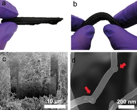 A carbon nanotube sponge developed with help from ORNL researchers holds potential as an aid for oil spill cleanup. Simulations at ORNL explained how the addition of boron atoms encouraged the formation of so-called "elbow" junctions that help the nanotubes grow into a 3-D network. 