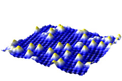 SMT-Image of the iron-oxide surface - with gold atoms on top
Copyright: Vienna University of Technology
