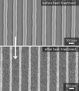 The nanoscale titania pattern before and after heat-treatment.  2012 American Chemical Society