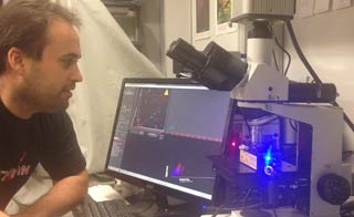Dr Hector Peinado Selgas using his NanoSight LM-10 system at Weill Cornell Medical College, New York