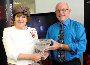 Mrs Sarah Troughton, Lord-Lieutenant of Wiltshire, presenting NanoSight CTO, Bob Carr, with the Queen's Award for Enterprise: International Trade 2012