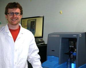 Dr Devin Wiley of Caltech with the NanoSight NS500 NTA system