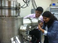UCF team Masa Ishigami and Jyoti Katoch work to capture the illusive Hofstadter's butterfly effect.

Credit: UCF