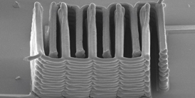 Photo by Jennifer Lewis

For the first time, a research team from Harvard University and the University of Illinois at Urbana-Champaign demonstrated the ability to 3D-print a battery. This image shows the interlaced stack of electrodes that were printed layer by layer to create the working anode and cathode of a microbattery.