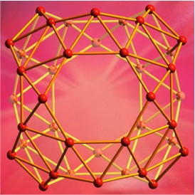 The carbon buckyball has a boron cousin. A cluster for 40 boron atoms forms a hollow cage-like molecule.