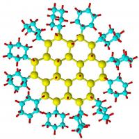 A structural model of a typical silicon nanocrystal (yellow) was stabilized within an organic shell of cyclohexane (blue).

Credit: NIST