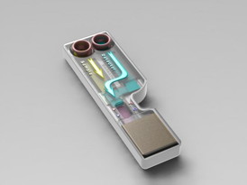 This is a 3-D model of IBN's rapid test kit that detects dengue-specific antibodies.
CREDIT: IBN, A*STAR