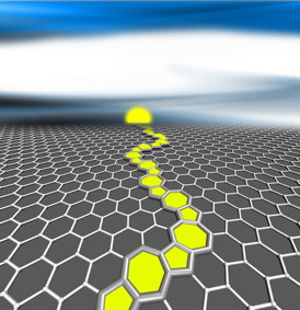 Periodic grain boundaries in graphene may lend mechanical strength and semiconducting properties to the atom-thick carbon material, according to calculations by scientists at Rice University. Credit: Zhuhua Zhang/Rice University