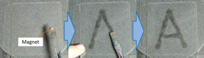 Handwriting with a magnet is demonstrated on a prototype of the new e-paper.
CREDIT: Yusuke Komazaki/ University of Tokyo