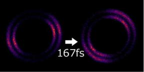 Image 1: "Snapshots" of ultrafast rotating nitrogen molecules at a hundred billion per second (femtosecond = a quadrillionth part of one second).
CREDIT: IMS/NINS