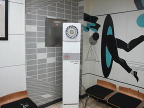 This is a picture of a prototype of the air cleaning equipment for cigarette smoke installed in an actual smoking room.
CREDIT KIST
