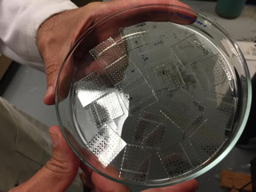 These are samples of the new hybrid sol-gel material are shown placed on a clear plastic substrate for testing.

Credit: John Toon, Georgia Tech