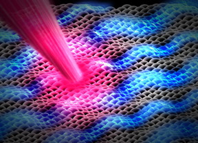 Researchers have used SLAC's experiment for ultrafast electron diffraction (UED), one of the world's fastest 'electron cameras' to take snapshots of a three-atom-thick layer of a promising material as it wrinkles in response to a laser pulse. Understanding these dynamic ripples could provide crucial clues for the development of next-generation solar cells, electronics and catalysts.
CREDIT: SLAC National Accelerator Laboratory