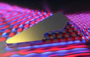 In this zero-index material -- made of silicon pillar arrays embedded in a polymer matrix and clad in gold film -- there is no phase advance. Instead zero-index material creates a constant phase, stretching out in infinitely long wavelengths.
CREDIT: Peter Allen, Harvard SEAS