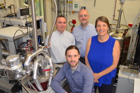 This picture shows from left to right Dr Matthew House, Sam Hile (seated), Scientia Professor Sven Rogge and Scientia Professor Michelle Simmons of the ARC Centre of Excellence for Quantum Computation and Communication Technology at UNSW.
CREDIT: Deb Smith, UNSW Australia
