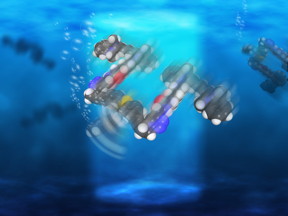 Rice University scientists have created light-driven, single-molecule submersibles that contain just 244 atoms.Illustration by Loïc Samuel/Rice University