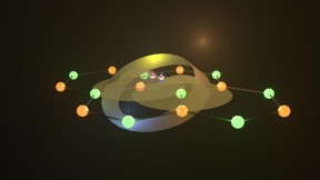 Aalto researchers have discovered that superconductivity is possible even in a crystal where the apparent mass of the electrons is infinite. The crystal is depicted as the ordered array of orange and green balls (atoms) in the figure. Electrons with an infinite apparent mass are also called electrons in flat bands. Superconductivity can occur if the electron waves centred around the single atoms spread widely enough to overlap significantly. Then, the electrons hop from one atom to the other through the region of overlap, and the flow of the supercurrent is ensured. Remarkably, a topological invariant of the electron waves, similar to the twist of the Mobius band shown in the figure, guarantees that overlapping electron waves exist.
CREDIT: Aalto University, Antti Paraoanu