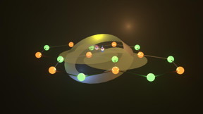 Aalto researchers have discovered that superconductivity is possible even in a crystal where the apparent mass of the electrons is infinite. The crystal is depicted as the ordered array of orange and green balls (atoms) in the figure. Electrons with an infinite apparent mass are also called electrons in flat bands. Superconductivity can occur if the electron waves centred around the single atoms spread widely enough to overlap significantly. Then, the electrons hop from one atom to the other through the region of overlap, and the flow of the supercurrent is ensured. Remarkably, a topological invariant of the electron waves, similar to the twist of the Mobius band shown in the figure, guarantees that overlapping electron waves exist.
CREDIT: Aalto University, Antti Paraoanu