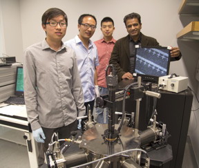 Professor Kaustav Banerjee (right) with researchers in his Nanoelectronics Research Lab at UC Santa Barbara.
CREDIT: UCSB
