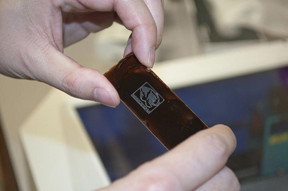 Assistant Professor Jian Lin and his team developed a technique using direct laser writing methods. The team created a way of synthesizing hybrid nanocatalysts into any patterned geometric shape, including the Mizzou Tigers logo.
CREDIT: Ryan Owens, College of Engineering