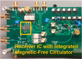 This is the first CMOS full duplex receiver IC with integrated magnetic-free circulator.
CREDIT: Negar Reiskarimian, Columbia Engineering