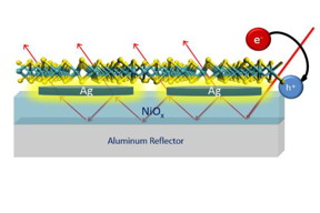 Using a layer of molybdenum disulfide less than one nanometer thick, researchers in Rice University's Thomann lab were able to design a system that absorbed more than 35 percent of incident light in the 400- to 700-nanometer wavelength range. Image by Thomann Group/Rice University