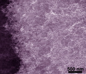Bi-metallic aerogels at the nanoscale have good porosity and a large surface area, which work well for catalytic reactions in fuel cells.
CREDIT: Washington State University