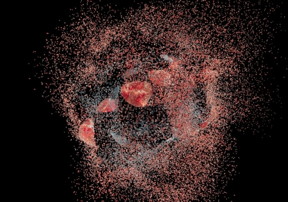 The destruction of a cancer cell. Drug-carrying nanoparticles shaped like rods and worms are most effective at traversing intracellular barriers into the nucleus of the cell. Image: Shutterstock