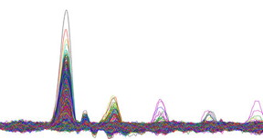 In a single-photon detector, individual photons from a light source produce detectable electronic signals (large multicolored pulse at left), as well as pulses of electronic noise (subsequent, smaller signals) that are correlated with the original signal. NISTs newly patented detection system reduces this noise and increases the detectors efficiency, improving the ability to detect single photons. The image above shows 4000 output signals from the detection system, some of which show the signal produced by single-photon detection.
Credit: Bienfang/NIST
