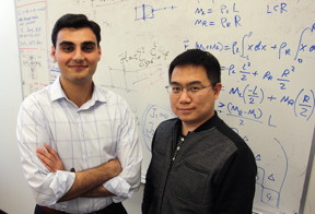 Dr. Fan Zhang (right), assistant professor of physics, and senior physics student Armin Khamoshi recently published their research on transition metal dichalcogenides.