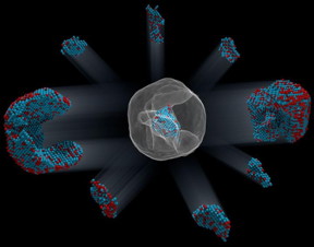 Identification of the 3-D coordinates of 6,569 iron and 16,627 platinum atoms in an iron-platinum nanoparticle to correlate 3-D atomic arrangements with material properties at the single-atom level.
CREDIT
Courtesy of Colin Ophus and Florian Nickel