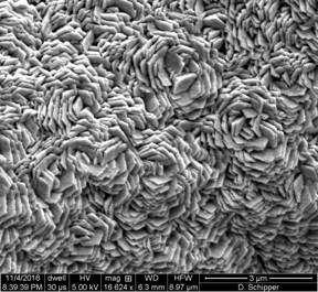 A catalyst developed by Rice University and the University of Houston splits water into hydrogen and oxygen without the need for expensive metals like platinum. This electron microscope image shows nickel foam coated with graphene and then the catalytic surface of iron, manganese and phosphorus.
CREDIT
Desmond Schipper/Rice University