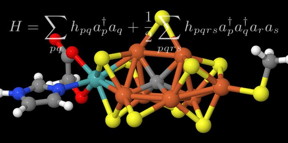 Future quantum computers will be able to calculate the reaction mechanism of the enzyme nitrogenase. The image shows the active center of the enzyme and a mathematical formula that is central for the calculation.
CREDIT
ETH Zurich