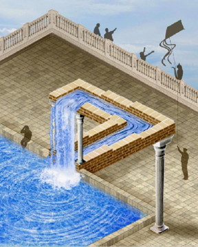 Artist's impression of the role of a quantum observer: depending on where the observer is positioned, and what part of the figure is seen, the water will be seen to flow differently.
CREDIT
K. Aranburu