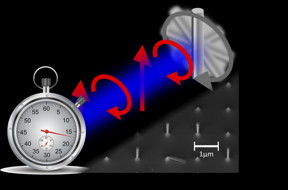 An international team of researches from the Universities of Vienna, Duisburg-Essen and Tel Aviv use tiny silicon nano-cylinders as the ultra-stable hands of a clock. Using a laser to levitate the tiny rod, they make the nano-hands tick with pulses of polarized light.
CREDIT
James Millen/University of Vienna
