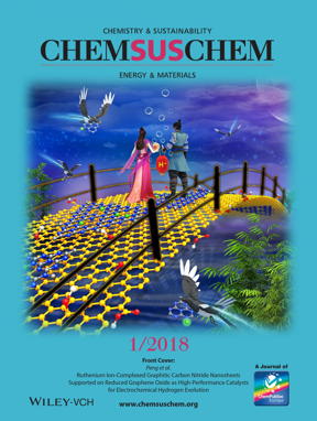 The Front Cover shows the production of hydrogen gas when electrons and protons meet on ruthenium ion-complexed graphitic carbon nitride nanosheets supported on graphene surface. The image is based on an ancient Chinese legend of Niulang and Zhin. Niulang was a human cowherd and Zhin was a fairy from heaven. They fell in love with each other. Yet their love was banned by the fairy's queen, who forcefully separated them by the Silver River. The lovers were only able to see each other once a year, on the 7th day of the 7th lunar month, with the help of a flock of magpies that formed a bridge. More information can be found in the Full Paper by Peng et al on page 130 in Issue?1, 2018 (DOI: 10.1002/cssc.201701880).

CREDIT
Yi Peng/ChemSusChem