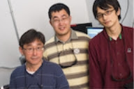 From left, Rice University physicist Junichiro Kono, postdoctoral researcher Weilu Gao and graduate student Fumiya Katsutani, whose work on a collaborative project with Tokyo Metropolitan University led to the discovery of a novel quantum effect in carbon nanotube films invented by the Rice lab. (Credit: Jeff Fitlow/Rice University)