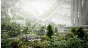 Scientists envision giant structures in space that could house acres of farms and cities. Image: Bryan Versteeg, spacehabs.com 