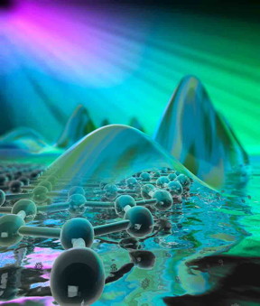 The best pictorial representation of a surface plasmon polariton is in terms of a ripple of electron density on the surface of graphene sample. Dmitri Basov/Columbia University