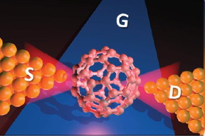 This is an illustration of a Single molecule transistor (SMT) with a bowtie antenna structure. S, D, and G denote the source, drain, and gate electrodes of the SMT, respectively. A single molecule is captured in the created nanogap.

CREDIT
2018 Kazuhiko Hirakawa, Institute of Industrial Science, The University of Tokyo