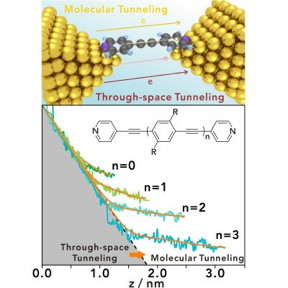 The tunneling leakage is a major quantum obstacle which hinders further miniaturization of electronic devices. To explore the miniaturization limits of molecular electronics, the oligo(aryleneethynylene) (OAE) molecules were employed to investigate the transition between through-space tunneling and molecular tunneling. For the shortest OAE molecule, the intrinsic single-molecule charge transport can be outstripped from tunneling leakage at 0.66 nm, suggesting the potential to push the miniaturization limit of molecular electronic devices to the angstrom scale.

CREDIT
Xiamen University